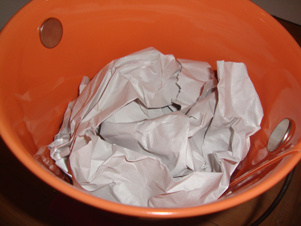 Bucket With First Layer Of Packing